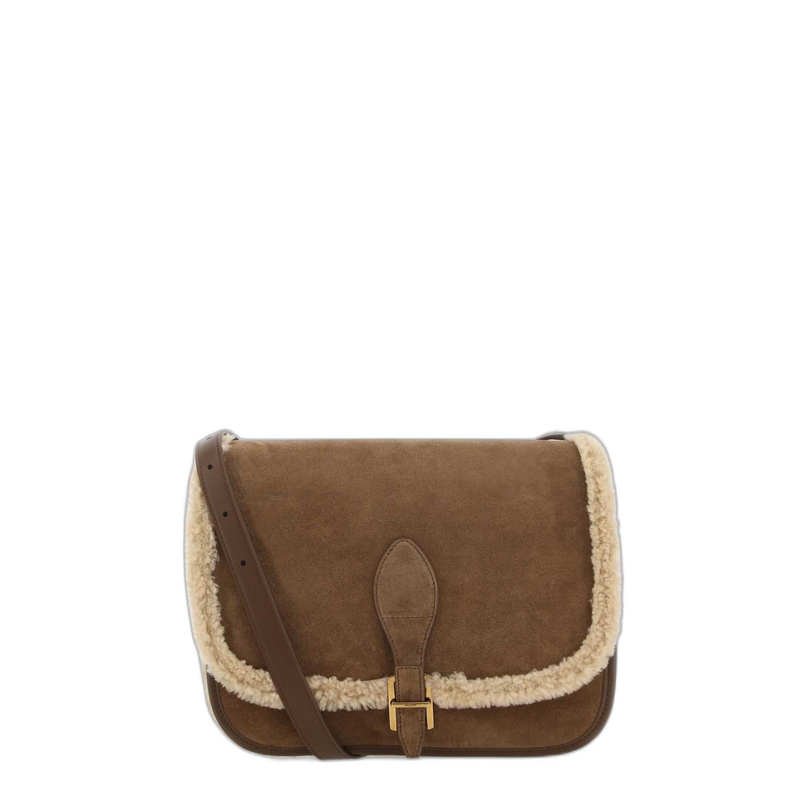 Shearling Trimmed Crossbody Bag