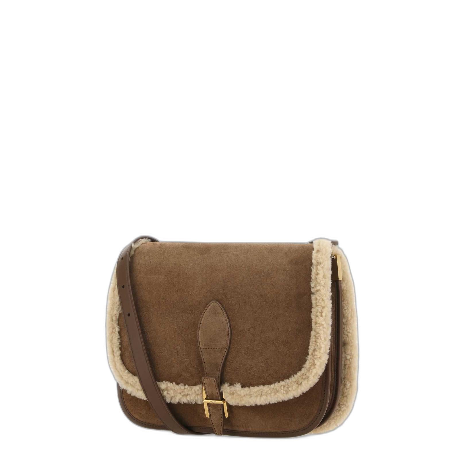 Shearling Trimmed Crossbody Bag
