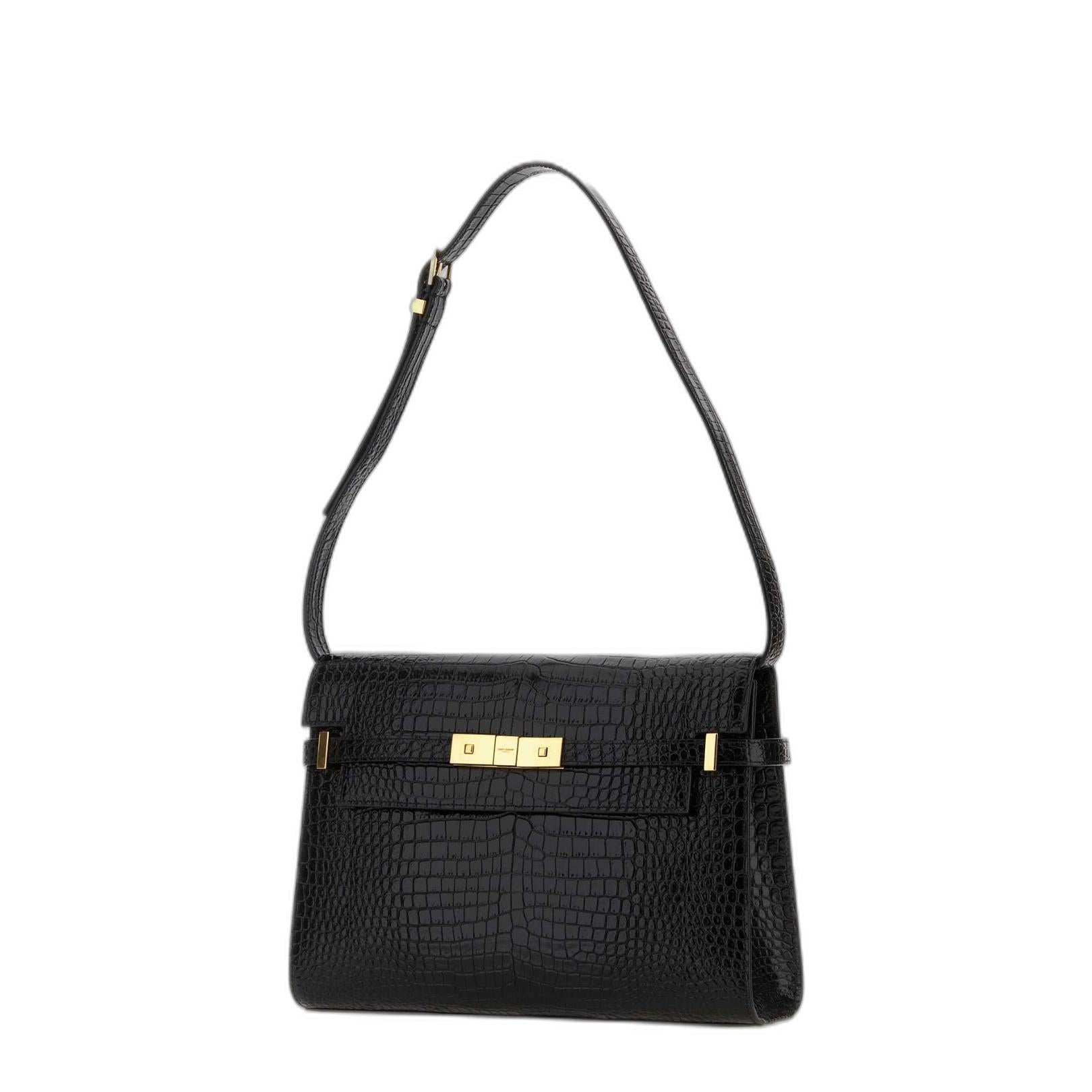 Manhattan In Crocodile-Embossed Shiny Leather