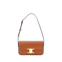 Triomphe Shoulder Bag In Shiny Calfskin In Natural Tan