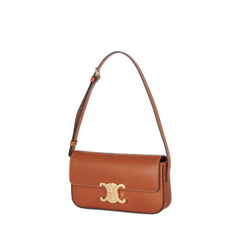 Triomphe Shoulder Bag In Shiny Calfskin In Natural Tan