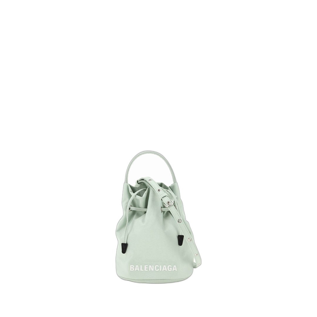 Wheel Xs Drawstring Bucket In Light Green, Silver hardware