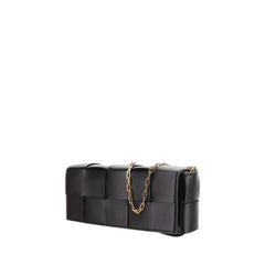 Baguette Pochette On Chain In Black Black & Gold