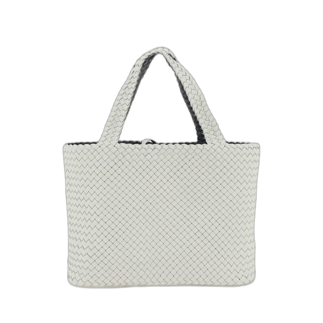 Bicolor Tote Bag In White White Thunder & Silver