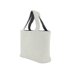 Bicolor Tote Bag In White White Thunder & Silver