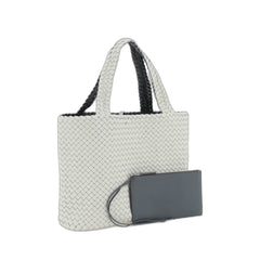 Bicolor Tote Bag In White White Thunder & Silver