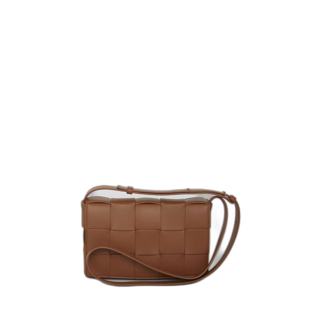 Cassette Crossbody Bag In Cognac Wood & Gold