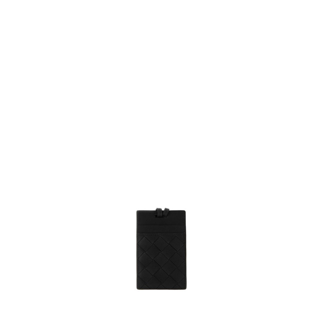 Intrecciato 15 Card Case On Strap Vn In Black