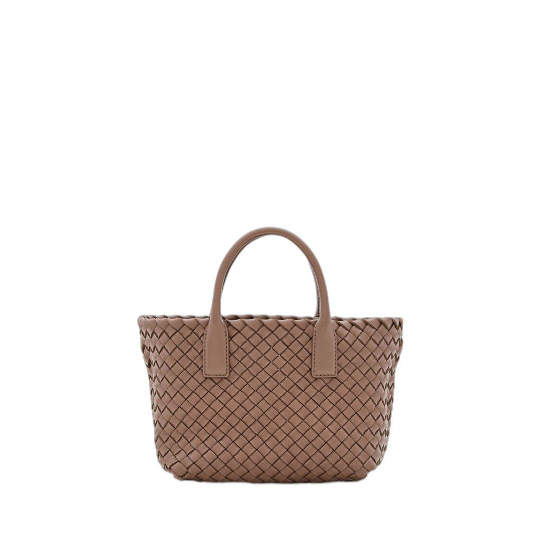 Mini Cabat Tote Bag In Brown White