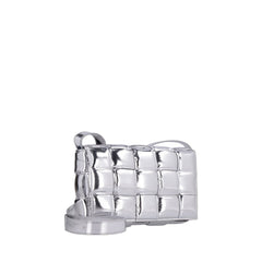 Padded Cassette Crossbody Bag In Metallic Silver