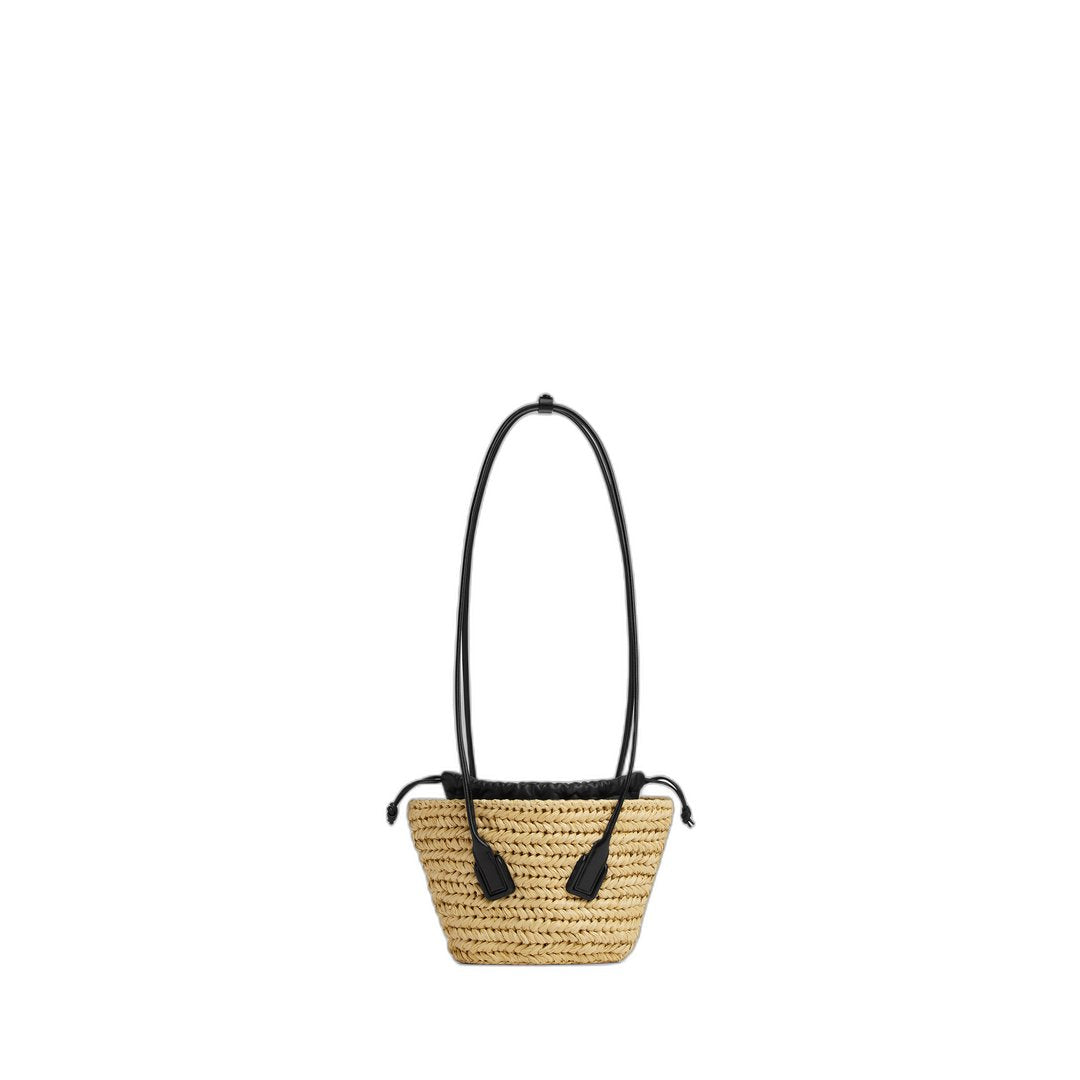 Small Arco Basket Bag In Neutral Natural & Black