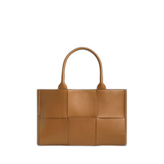 Small Arco Tote Bag In Brown Wood & Gold