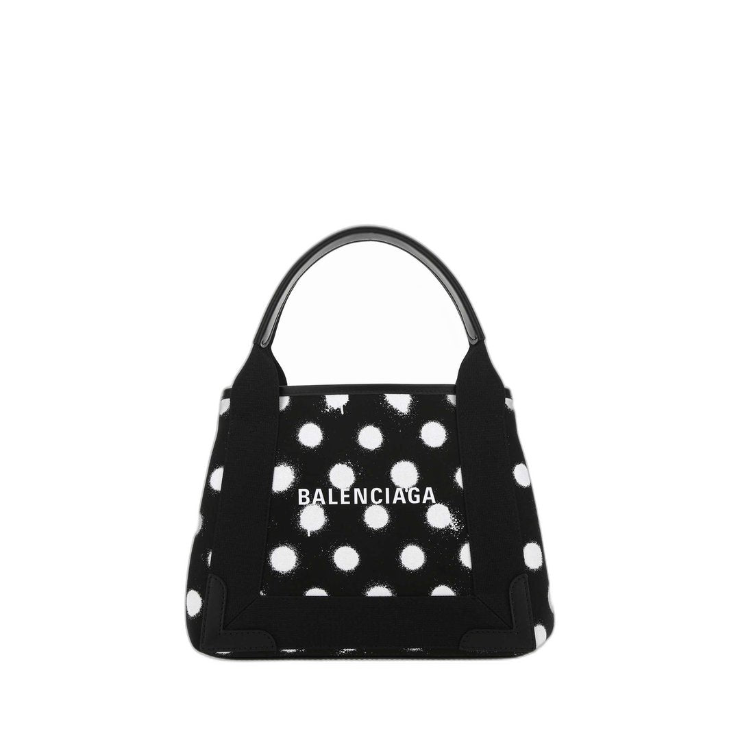 Sprayed Polka Dots Black Tote Bag In Nero