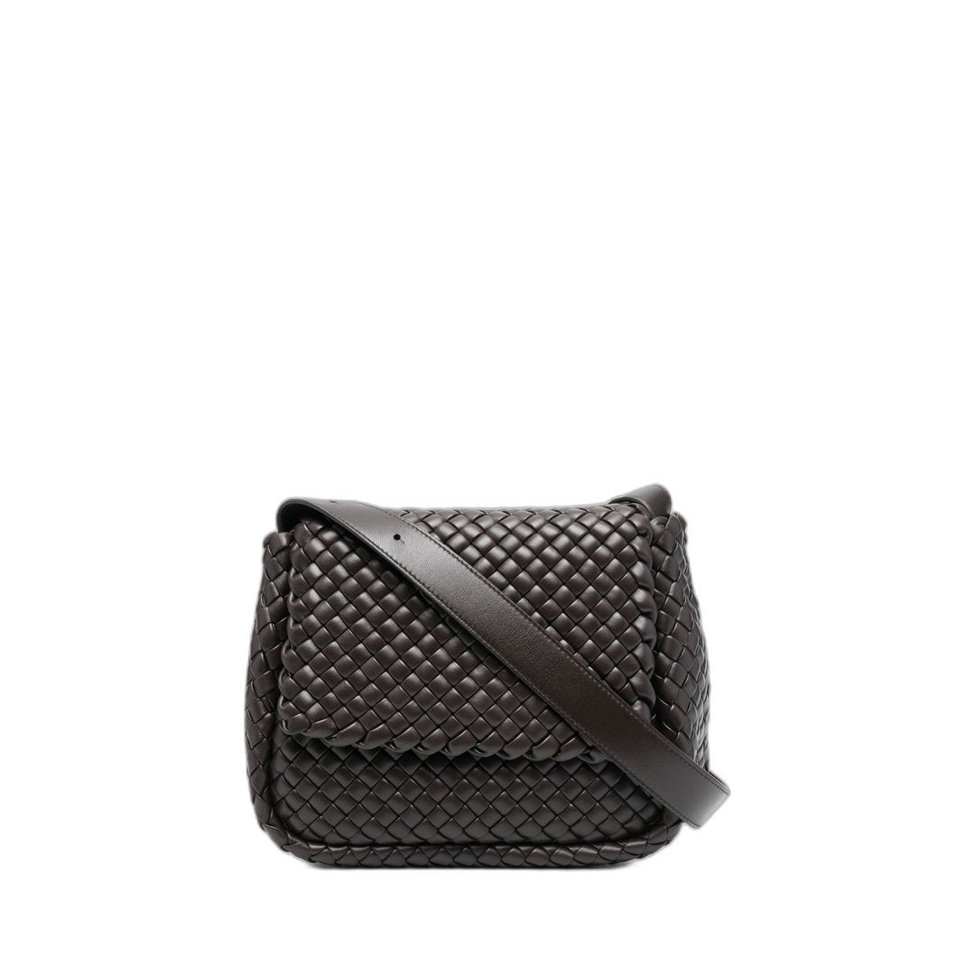 Cobble Intrecciato-Leather Shoulder Bag In Black