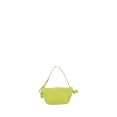 Tie Shoulder Bag In Acid Kiwi & Silver