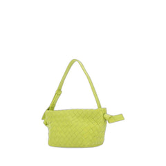 Tie Shoulder Bag In Acid Kiwi & Silver