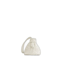 Tie Shoulder Bag In White/Gold