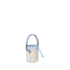 Mon Tresor Mini Raffia Bucket Bag In Blue