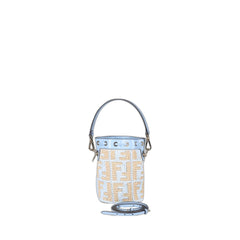 Mon Tresor Mini Raffia Bucket Bag In Blue