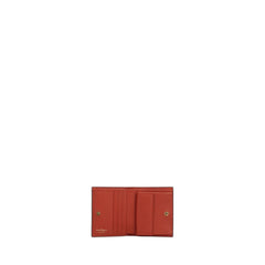 Gancini Compact Wallet In Hammered Leather In Rust