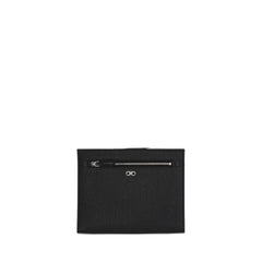 Gancini Logo Plaque Clutch Bag In Black