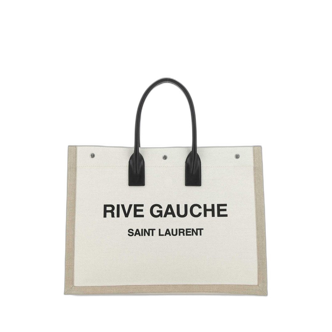 Rive Gauche Tote Bag In Linen And Leather