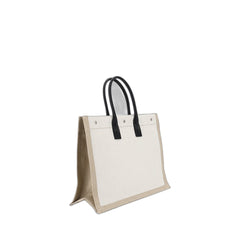 Rive Gauche Tote Bag In Linen And Leather