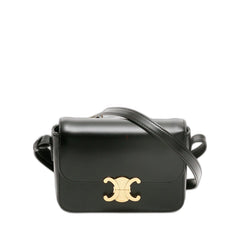 Triomphe Shoulder Bag In Shiny Calfskin Black