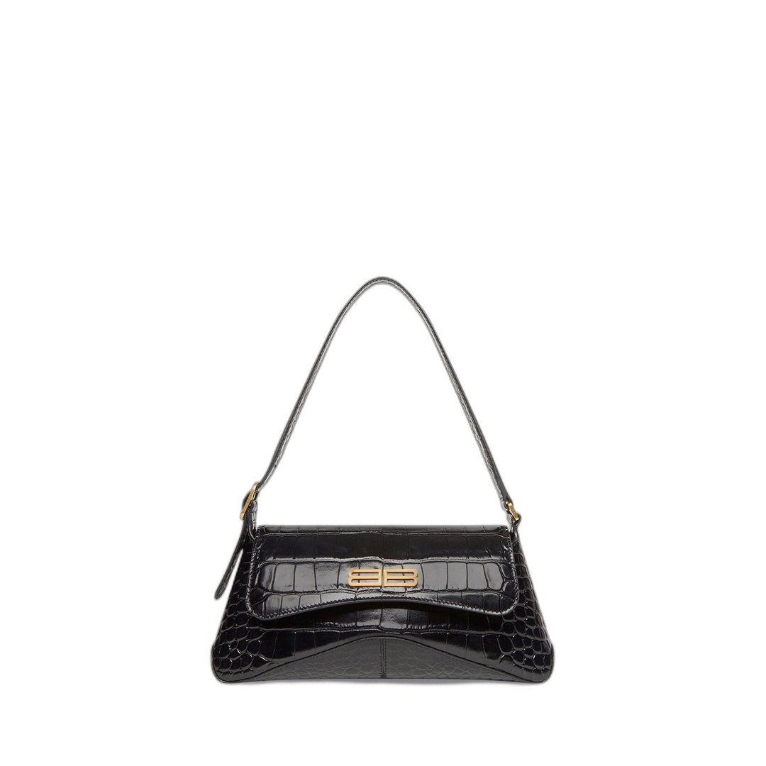 Xx Crocodile Embossed Flap Bag Small Black In