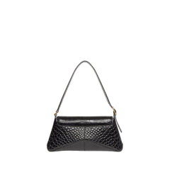 Xx Crocodile Embossed Flap Bag Small Black In