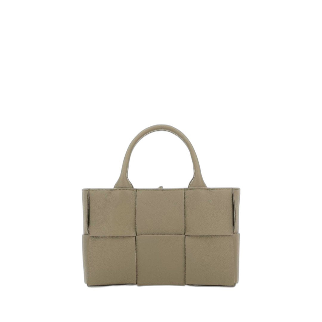 Arco Intreccio Tote Bag Mini Taupe In Leather With