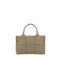 Arco Intreccio Tote Bag Mini Taupe In Leather With