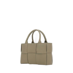 Arco Intreccio Tote Bag Mini Taupe In Leather With