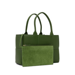 Arco Tote Bag Intreccio Avocado In Leather With