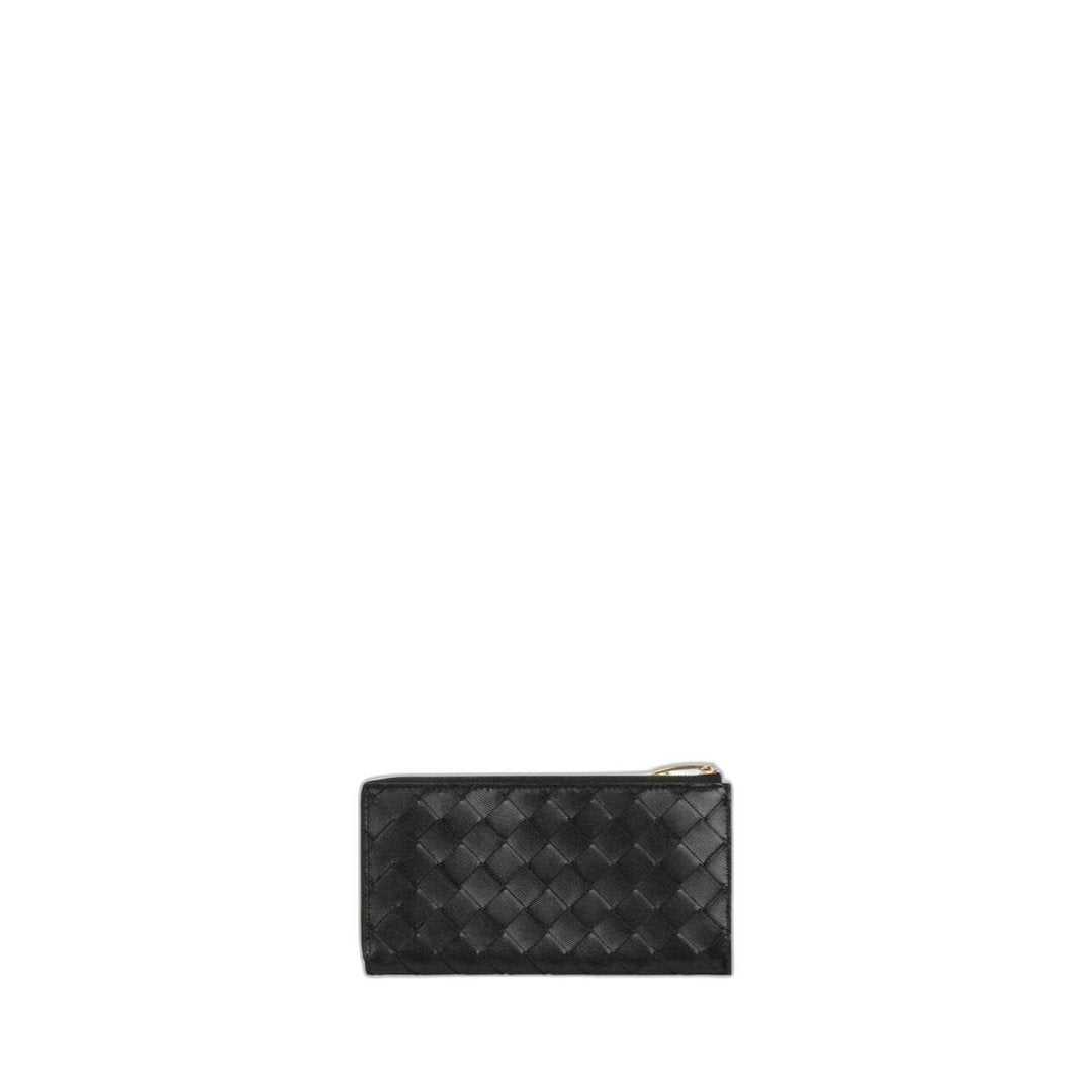 Intrecciato L Zip Around Wallet Black In Leather