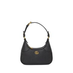 Aphrodite Shoulder Bag Small Black In Soft Leather With Gold