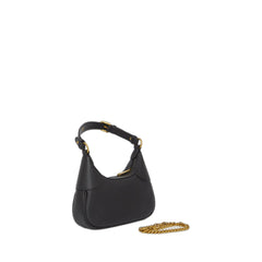 Aphrodite Shoulder Bag Small Black In Soft Leather With Gold