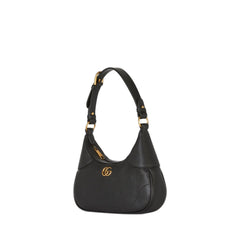 Aphrodite Shoulder Bag Small Black In Soft Leather With Gold