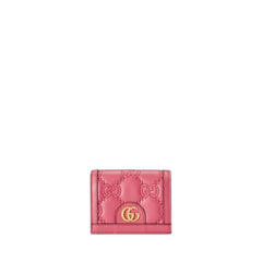 Gg Matelasse Card Case Wallet Pink In Leather Gold