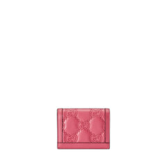 Gg Matelasse Card Case Wallet Pink In Leather Gold