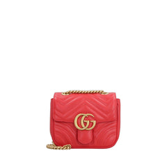 Gg Marmont Mini Shoulder Bag Red In Leather Antique