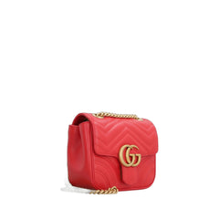 Gg Marmont Mini Shoulder Bag Red In Leather Antique