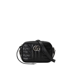 Gg Marmont Shoulder Bag Mini Black In Leather Antique