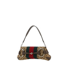 Horsebit Chain Medium Shoulder Bag Beige/Ebony In Gg