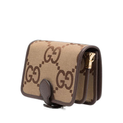 Jumbo Gg Canvas Shoulder Bag Camel/Ebony In Canvas