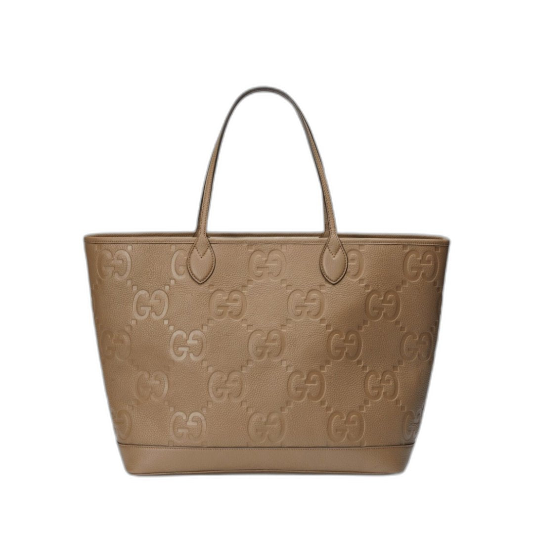 Jumbo Gg Large Tote Bag Taupe In Leather