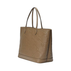 Jumbo Gg Large Tote Bag Taupe In Leather