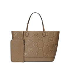 Jumbo Gg Large Tote Bag Taupe In Leather