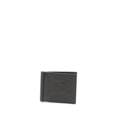 Jumbo Gg Money Clip Black In Leather Silver-Tone