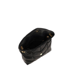 Black Leather Puffer Bag